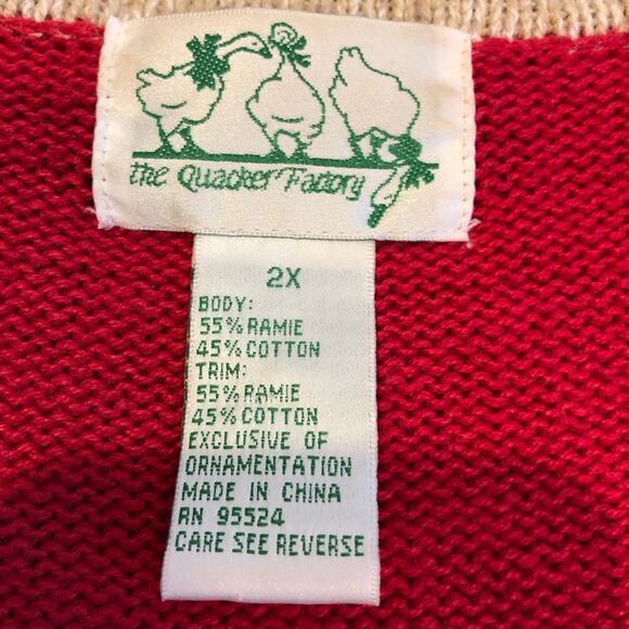 Vintage red cream blue sequin star American flag cardigan size 2X 4th of July - Picture 9 of 16